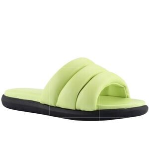 MARC FISHER Sandals NEW Yessy Slides Soft Genuine Leather Citron Green Size 10